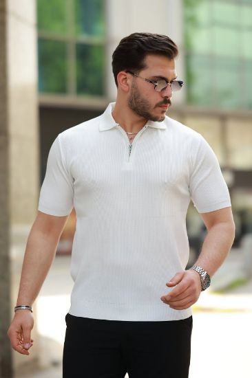 Erkek Fermuarlı Yakalı Kısa Kollu Tshirt resmi